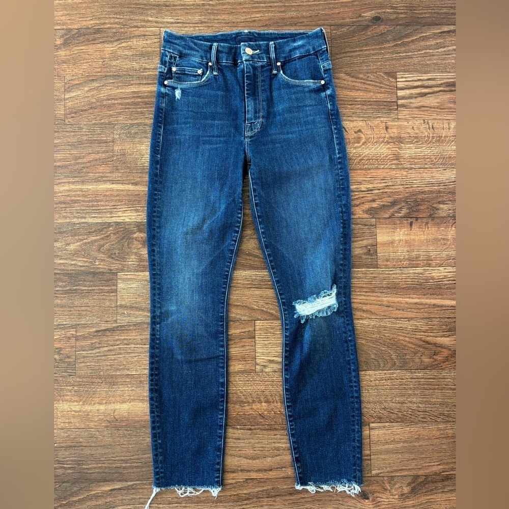 MOTHER Denim High Waisted Looker Ankle Fray Jeans Close To The Edge 25 EUC